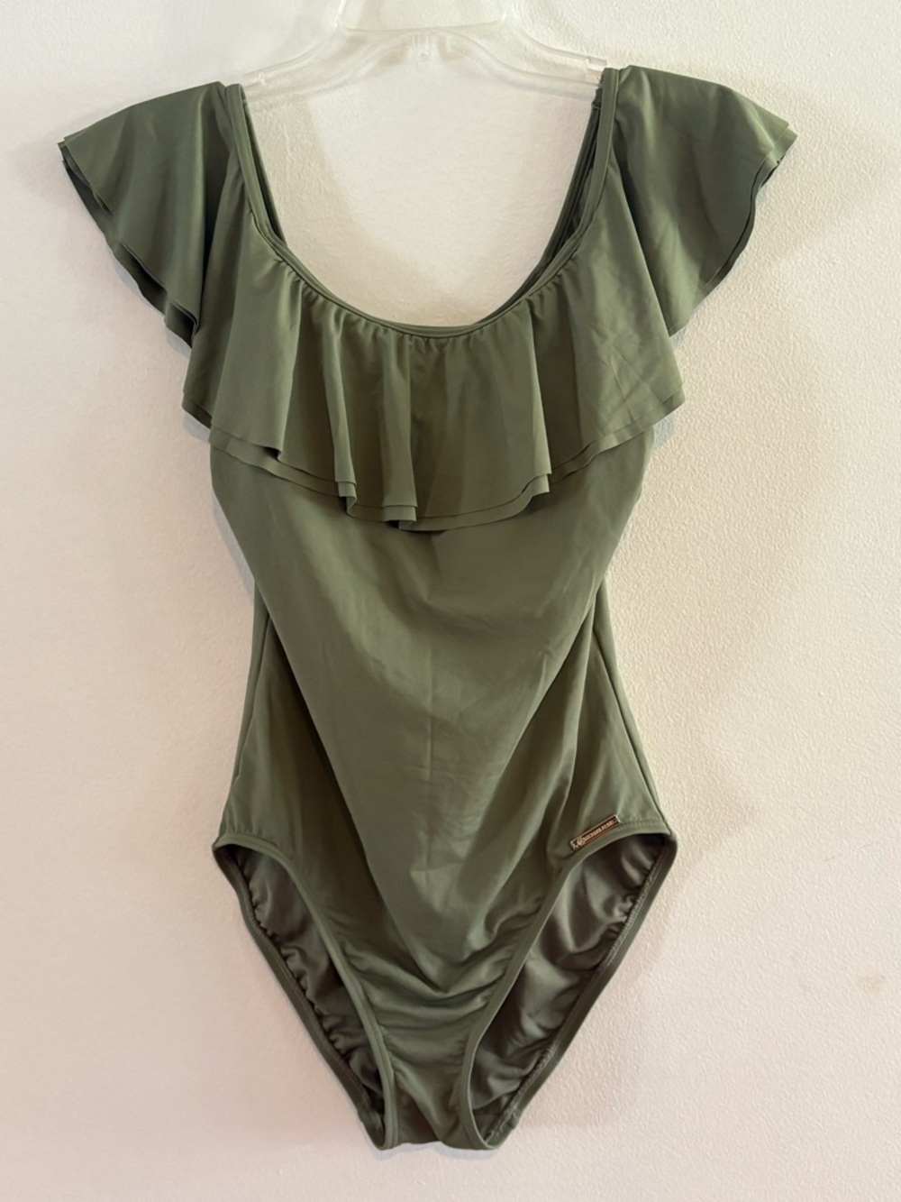 Michael Kors Olive Ruffle One-Piece Bathing Suite 8